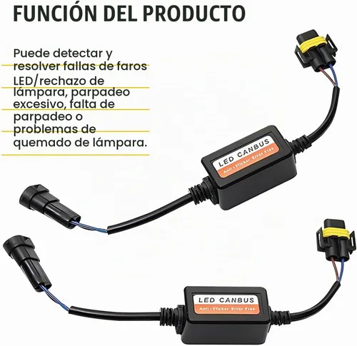 Vista 4 de 2 piezas de decodificador de luz LED para auto, H11/H8/H9, bombilla LED antiparpadeo, arnés de cancelación de código de error, decodificador Canbus