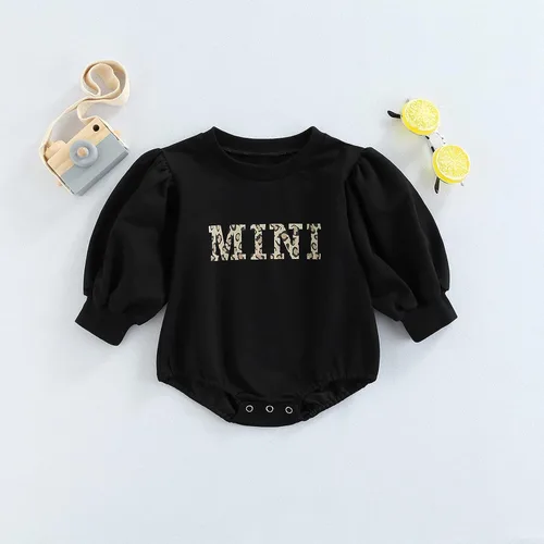 Vista 2 de Sudaderas de gran tamaño para bebés y niñas recién nacidas, overol de manga abombada, suéter de otoño e invierno