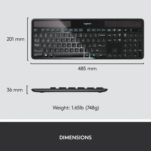Vista 7 de Teclado solar inalámbrico K750, de Logitech , Negro talla única