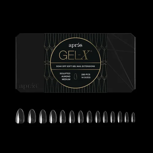 Vista 12 de Aprés Gel-X® Almendra Caja de Puntas de Uñas 280 Puntas Gel-X, Puntas Suaves, 14 Tamaños 00-9 Incluye mitades