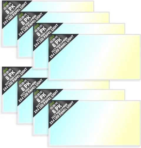 Vista 9 de OKQ - Lámpara LED de panel plano de 2 x 4 pulgadas, 5 CCT 3000K-6500K ajustables y 5 vatios seleccionables, 0-10 V regulable, luz de techo LED