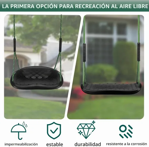 Vista 6 de Asiento de columpio resistente, columpio para niños pequeños y asiento de columpio plano antideslizante con cuerdas ajustables, accesorios