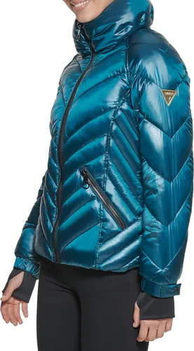 Vista 5 de GUESS Puños de tormenta acolchados para mujer, chaqueta de transición acolchada
