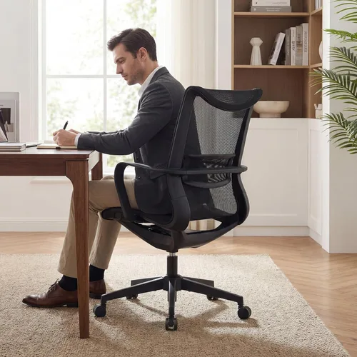 Vista 8 de LuxErgo Ergonomic Mesh Office Chair with Lumbar Support Mid Back Desk Chair Adjustable Height, 115° Recline & Armrests, 360° Swivel Rolling