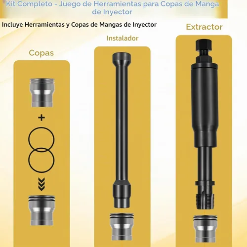 Vista 3 de Yoursme Herramienta de instalación de extracción de copa de manga inyector con kit de piezas para Caterpillar Cat 3126B C7 C9 con inyectores