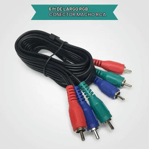 Vista 3 de RocketBus Componente Rojo Azul Verde RCA Plug Conector Cable Cable de Video para Monitor TV VCR Reproductor de DVD