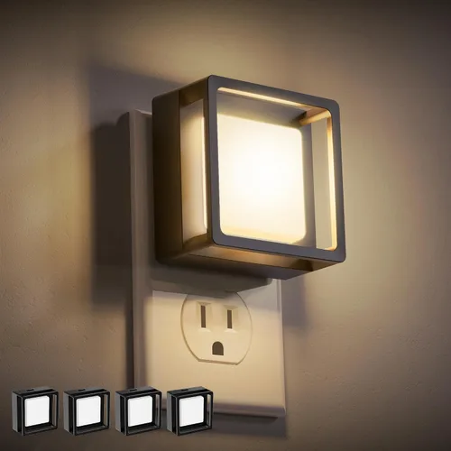 Vista 10 de DORESshop Luz nocturna LED, luces nocturnas enchufables a la pared (paquete de 2) con sensor de atardecer a amanecer, luces nocturnas regulables