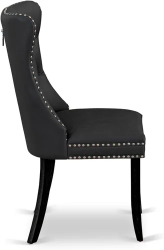 Vista 7 de East West Furniture DUDA7-BLK-12 - Juego de mesa y sillas de cocina de 7 piezas, consta de una mesa de comedor rectangular y 6 sillas Parson