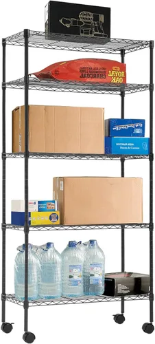 Vista 17 de BestOffice Estante de alambre de 4 niveles 12" x 18" x 44" Negro