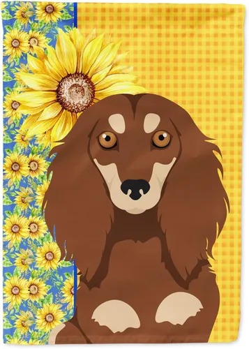 Vista 357 de Caroline's Treasures WDK5313GF Bandera de jardín con diseño de girasoles de verano, color negro y tostado, Airedale Terrier para buzón, bandera