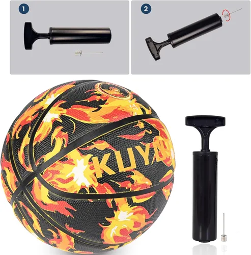 Vista 6 de KUYOTQ - Baloncesto para niños, jóvenes y adultos, tamaño 3/4/5/6/7 (22/25.5/27.5/28.5/29.5"), baloncesto premium de goma o cuero sintético