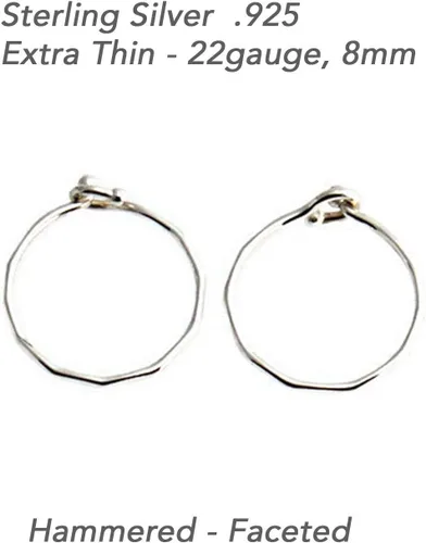 Vista 34 de Aretes de plata de ley abiertos para cartílago, tragus, delgados, calibre 22