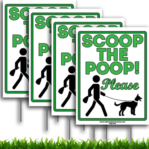 Vista 7 de VIBE INK Scoop The Poop Please Clean Up After Your Dog de 9 x 12 pulgadas - Señales de césped para perros con alambre de metal con estacas en H