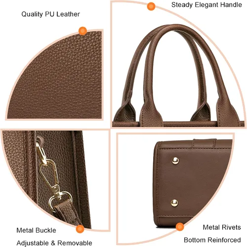 Vista 7 de COCIFER The Tote Bag - Bolso cruzado para mujer, bolso de hombro, bolsos de mano de piel sintética con asa superior con cremallera