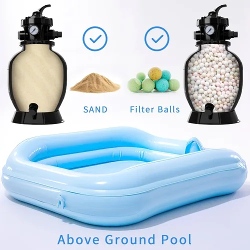 Vista 6 de LANCHEZ Filtro de arena con bomba de piscina, bomba de piscina sobre el suelo, sistema de bomba de filtro de arena de válvula de 7 vías, 12 pulgadas