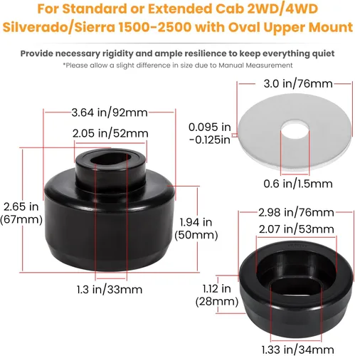 Vista 7 de 7-141 Kit de bujes de montaje en cuerpo y cabina para Chevy Silverado y Sierra 1500/2500 2WD/4WD 1999-2014 Soportes y arandelas de cabina de cuerpo