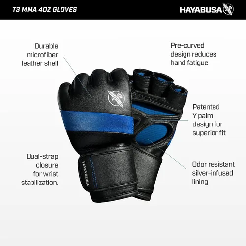 Vista 3 de Hayabusa T3 - Guantes de boxeo Pro Style MMA de 4oz para hombres y mujeres