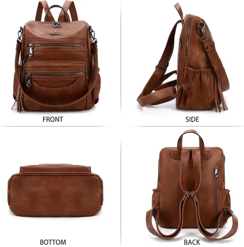 Vista 78 de Bolsos mochila monedero de piel sintética para mujer, bolsas con zíper, mochilas de hombro casuales