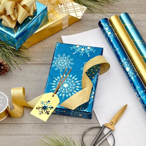Vista 2 de Hallmark - Rollos de papel de regalo de Navidad, envoltura de regalo de aluminio metálico para las fiestas
