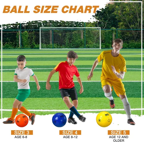 Vista 3 de 6 pelotas de fútbol con bomba de inflado, tamaño a granel, 5/4/3, pelotas de fútbol desinfladas, regalo para jóvenes y adultos, práctica