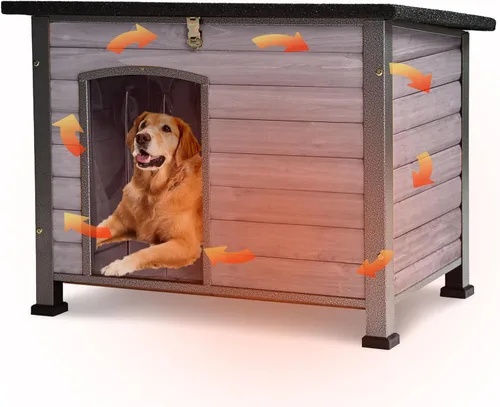 Vista 21 de GUTINNEEN - Casa térmica para perros con aislamiento para exteriores, resistente a la intemperie, con almohadilla térmica controlada por termostato