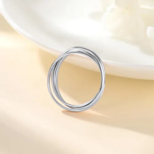 Vista 7 de Suplight Anillos entrelazados de plata de ley para mujer, anillo simple para ansiedad, anillos de polvo de estrellas lisos, anillo apilable