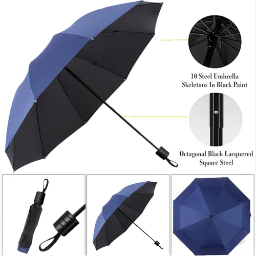 Vista 4 de Sombrilla para cochecito de bebé, montaje ajustable de 360°, impermeable, sombrilla para cochecito para todo tipo de cochecitos (azul)