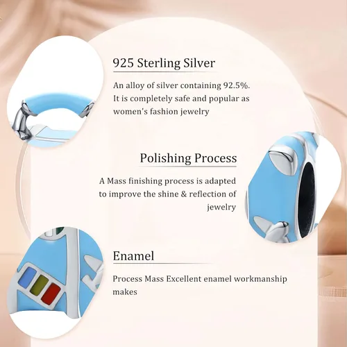 Vista 3 de HAEPIAR Dije de plata de ley S925 para pulseras y collares, para viajes y compras, dijes de cuentas para mujeres y niñas