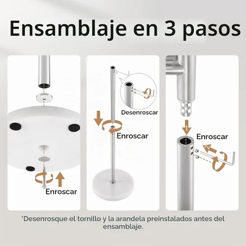Vista 7 de KES Toalleros de pie para suelo de baño, 2 brazos giratorios, acabado Acabado cepillado