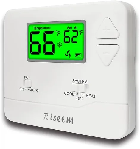 Vista 9 de Termostato no programable para sistemas domésticos de una sola etapa, 1 calor/1 fresco, fácil de instalar, retroiluminación azul