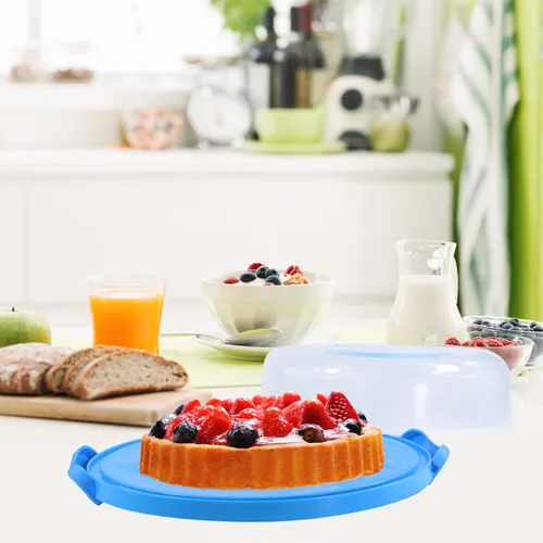 Vista 5 de Portabebés portátil de 12 pulgadas con tapa y magdalenas, tarta de galletas, para bodas, fiestas, baby shower, fiestas de Navidad (azul)