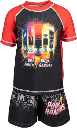 Vista 6 de Power Rangers Conjunto de traje de traje de baño y protector de erupción para niños pequeños a grandes