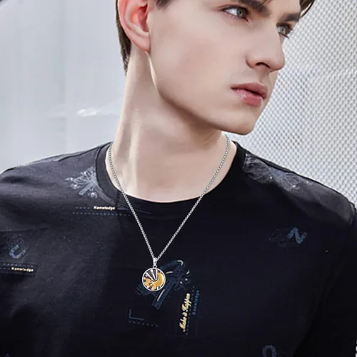 Vista 4 de XIXLES Yin Yang - Collar de plata de ley 925 con luna y sol a juego para parejas, para 2 amistades, mejores amigos, parejas, familiares