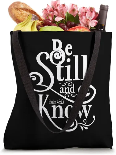 Vista 4 de Be Still and Kow Psalm 4610 Jesus Christian Christmas Tote Bag