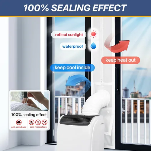 Vista 2 de LOVIGA Kit de ventilación portátil para puerta corrediza de CA, 100% Puerta corredera de 25x232cm