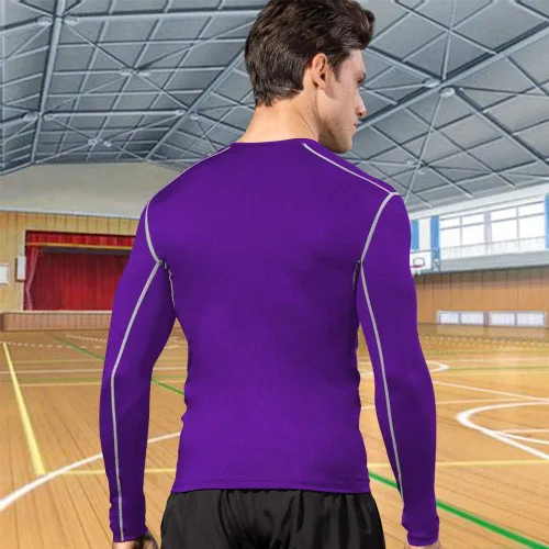 Vista 3 de Queerier Paquete de 3 camisetas de compresión para hombre, camisetas de manga larga para hombre, camiseta térmica deportiva