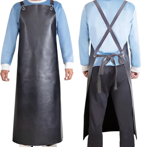Vista 13 de SHEOMERN Delantal de goma impermeable, 43 pulgadas, antidesgarros, de vinilo resistente, ajustable, más grueso, con espalda cruzada