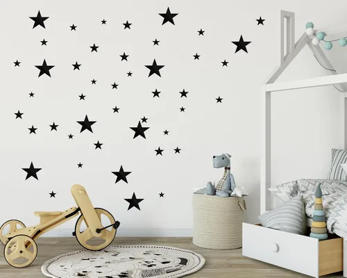 Vista 7 de Shappy 32 calcomanías de pared de espejo de estrella para dormitorio, sala de estar, decoración de bricolaje, espejo acrílico extraíble, calcomanías