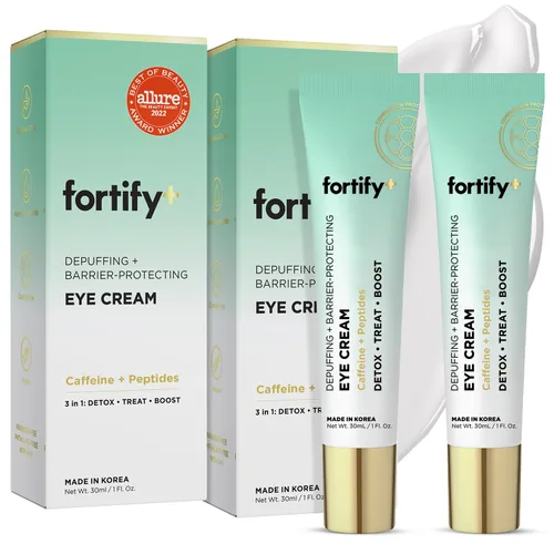 Vista 10 de Fortify Skincare Crema para debajo de los ojos con cafeína y péptidos - 3 en 1: desintoxicación, tratamiento, aumento - reduce la hinchazón, ojeras
