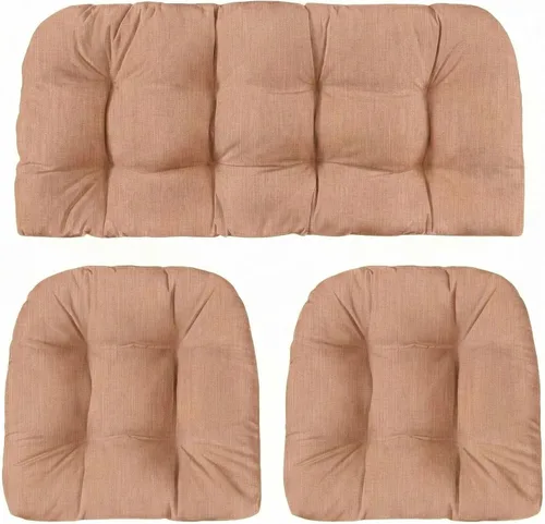 Vista 55 de RSH DECOR: Sunbrella - Juego de 3 cojines de mimbre copetudos 41 x 19 pulgadas y 19 x 19 pulgadas Fabricado con tela de rendimiento Sunbrella