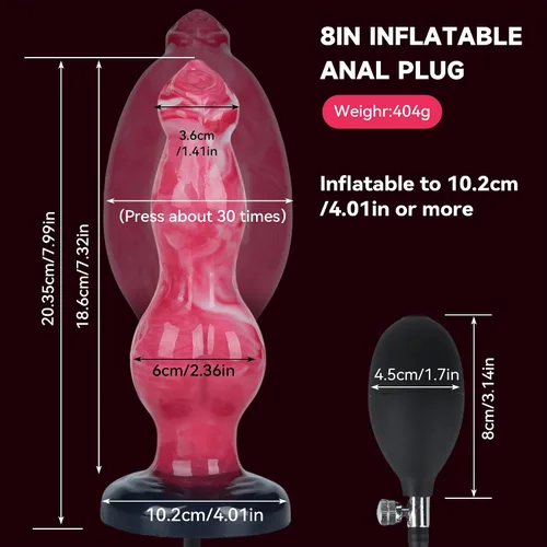 Vista 2 de Juguetes sexuales inflables con nudo grueso para perro, consolador de monstruo de fantasía inflado de 1.57 a 4 pulgadas, dildo de entrenamiento anal