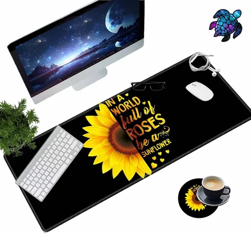 Vista 11 de Juego de alfombrillas para mouse de escritorio con soporte para codo y muñeca, 2 codos + posavasos (31.5 x 11.8 pulgadas), espuma viscoelástica