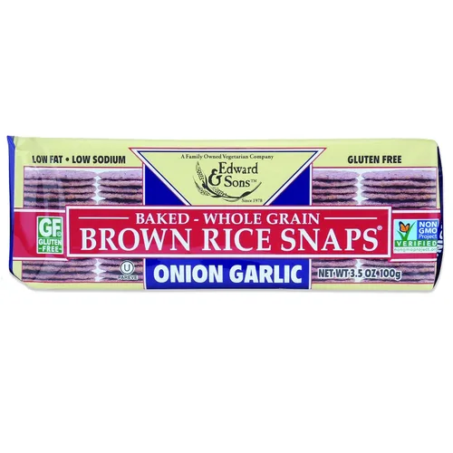 Vista 13 de Edward & Sons Snaps de arroz integral orgánico ligeramente salado, galletas de arroz sin gluten, aperitivo horneado al horno, grano entero, sin
