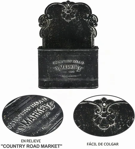 Vista 3 de Maceta de Pared de Metal Negro All Chic - Montura Rústica Colgante para Decoración de Granja Interior o Exterior