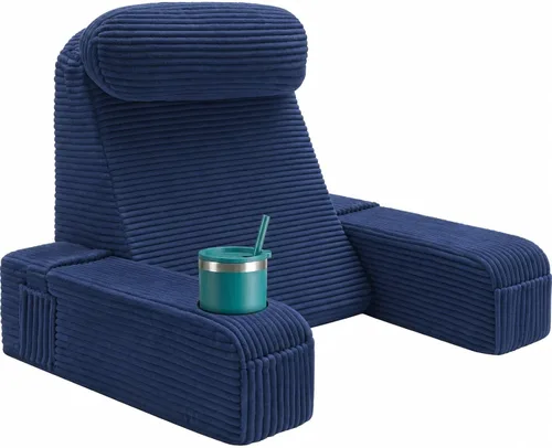 Vista 9 de Almohada de lectura para adultos, almohada de espalda para sentarse en la cama, almohada de respaldo para sentarse en la cama, brazos desmontables