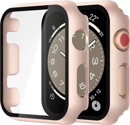 Vista 61 de Misxi Juego de 2 Fundas de Vidrio Templado Compatibles con Apple Watch Series 3 y Series 2 de 1.496 Pulgadas, Protector de Pantalla de Policarbonato