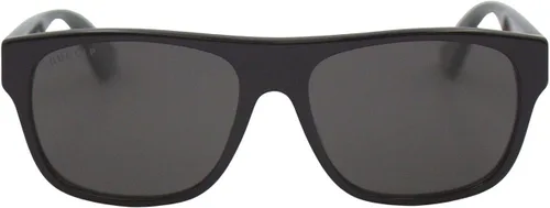 Vista 3 de GUCCI 0341 - Lentes de sol polarizados cuadrados de rayas negras Negro