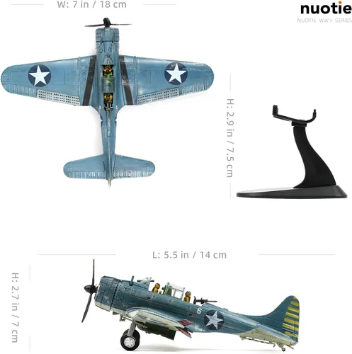 Vista 2 de NUOTIE 1/72 Douglas SBD-2 Dauntless Dive Bomber Modelo de Avión de la Segunda Guerra Mundial Midway Avión de Guerra Vintage Metal Fundido a Presión
