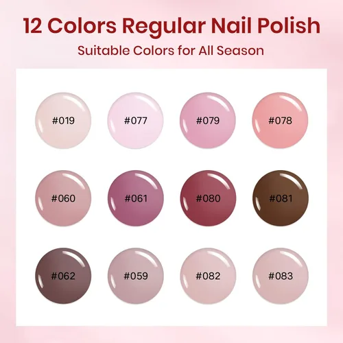 Vista 2 de Juego de esmaltes de uñas de 12 colores, secado rápido, esmalte de uñas natural natural rosa nude sin gel, esmalte de uñas de secado rápido