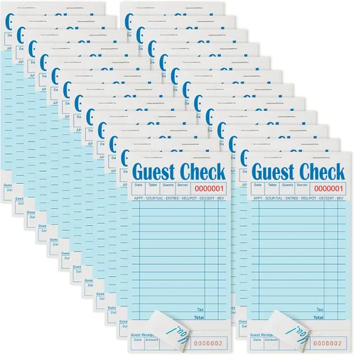 Vista 41 de Libros de cheques de invitados para servidores, bloc de notas de servidor, paquete de 12, papel de color natural, bloc de notas para camarera